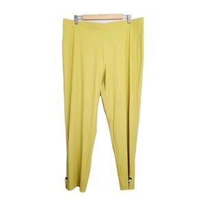 IC By Connie K Stretch Ankle Pants Yellow Pearl Hem Detail 1X Workwear